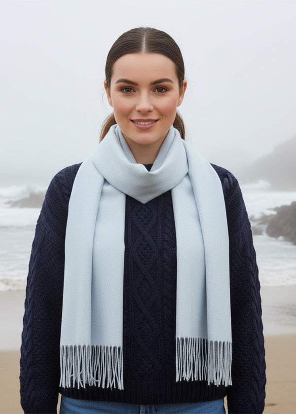 John Hanly Merino Scarf | Baby Blue