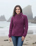 Claddagh Side Zip Aran Cardigan | Raspberry