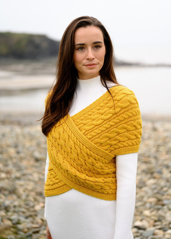 Aran Crossover Wrap | Sunflower