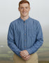 Grandfather Shirt | Blue Green Stripes