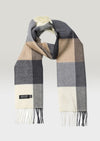John Hanly Merino Scarf Cream Brown Check