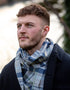 John Hanly Merino Scarf | Grey Blue Check