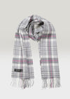 John Hanly Merino Scarf Grey Pink Check Scarf