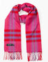 John Hanly Merino Wool Scarf | Pink Red Purple Check | Made in Ireland