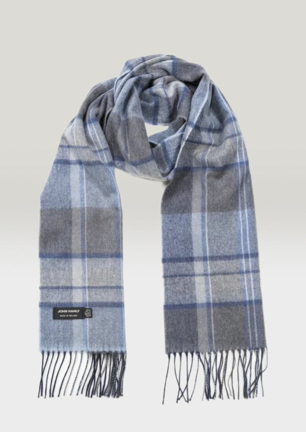 John Hanly Merino Scarf Grey Blue