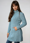 Aran Long Fitted Coat | Aqua
