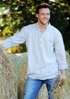 Mens Flannel Solid Blue Grandfather Shirt