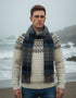 John Hanly Lambswool Scarf | Navy Beige
