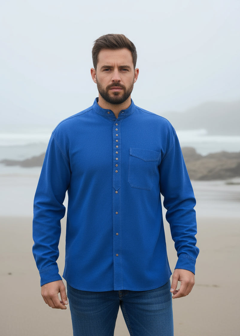 Civilian Men's Grandfather Shirt | Dusty Blue