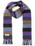 Irish Wool Scarf Long Purple Charcoal Blue Tan Stripe