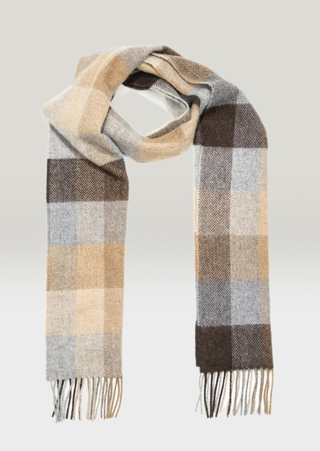 John Hanly Lambswool Scarf Beige Brown