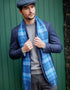 John Hanly Merino Wool Scarf | Blue Navy Plaid | Irish Made