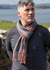 John Hanly Lambswool Scarf | Red Mustard Stripe