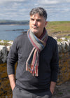 John Hanly Lambswool Scarf | Red Mustard Stripe