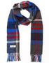 Irish Wool Scarf Long Charcoal Blue Red Check