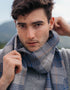 Merino Luxury Wool Scarf Silver Navy Glen Check