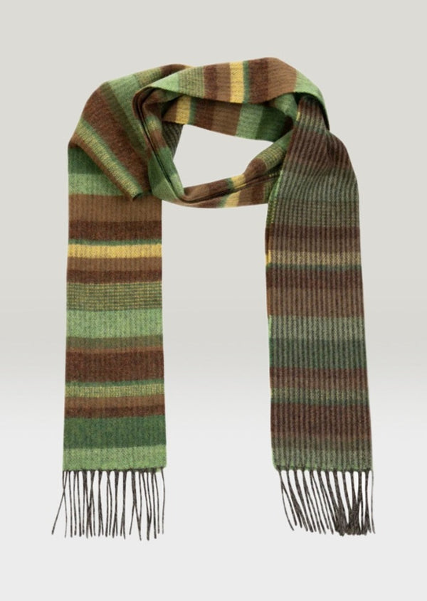 John Hanly Lambswool Scarf Green Brown