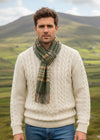 John Hanly Lambswool Scarf | Green Mint Mustard