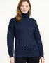 Unisex Aran Merino Polo Neck Sweater | Navy | Premium Irish Wool Knitwear
