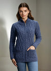 Aran Claddagh Zip Cardigan | Denim Marl