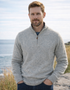 Men's 100% Lambswool Quarter Zip Sweater - Oatmeal