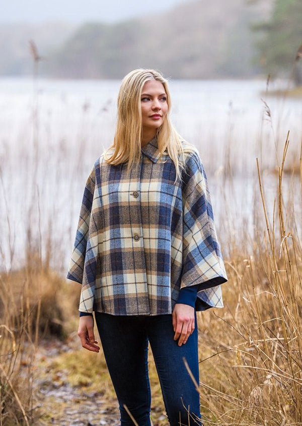 Mucros Blue Check Country Cape