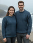 Unisex Irish Aran Sweater | Denim Blue | 100% Pure Wool