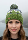 Aran Sheep Bobble Hat Blue and Green
