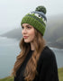 Erin Aran Sheep Bobble Hat | Blue and Green