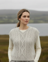 Women's V Neck Aran Vest | Silver Marl