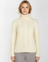 IrelandsEye Polo Neck Aran Sweater | Natural
