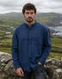 Irish Grandfather Shirt | Ink Blue Cotton Linen Blend | Civilian