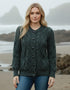 Ladies Aran Cardigan | Army Green