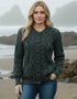 Ladies Aran Cardigan | Army Green