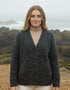 Ladies Donegal Tweed Cardigan with Side Pockets | Charcoal