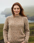 Ladies Donegal Roll Neck Sweater - Oat | 100% Wool Knitwear