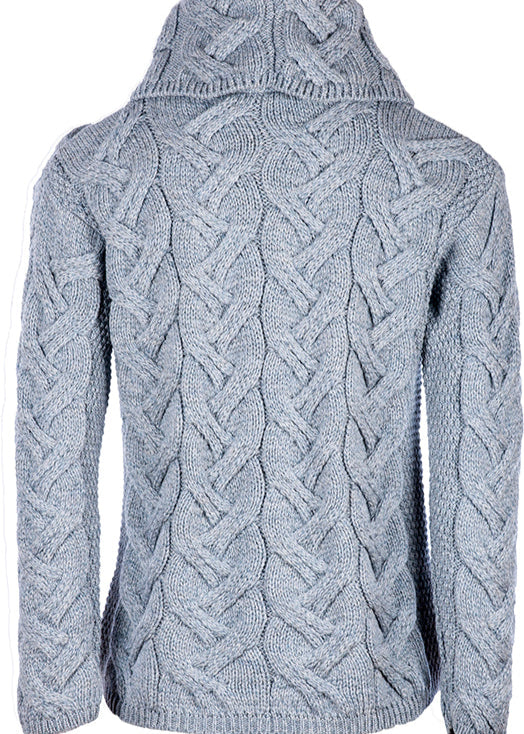 Aran Cowl Neck Chunky Sweater | Ocean Grey