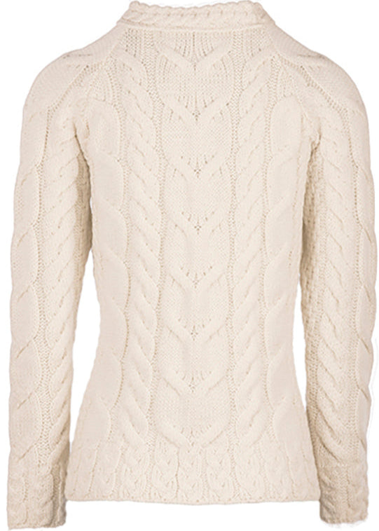 Listowel Ladies Aran Cabled Sweater | Natural