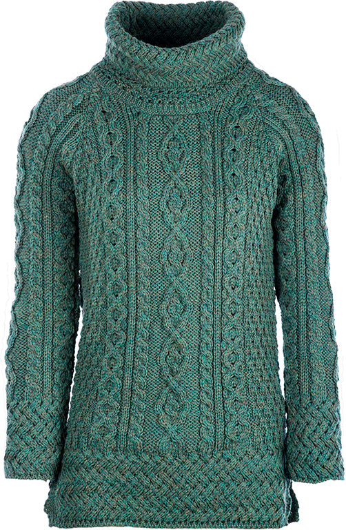 Belcare Ladies Aran Roll Neck Sweater | Connemara Green