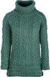 Belcare Ladies Aran Roll Neck Sweater | Connemara Green