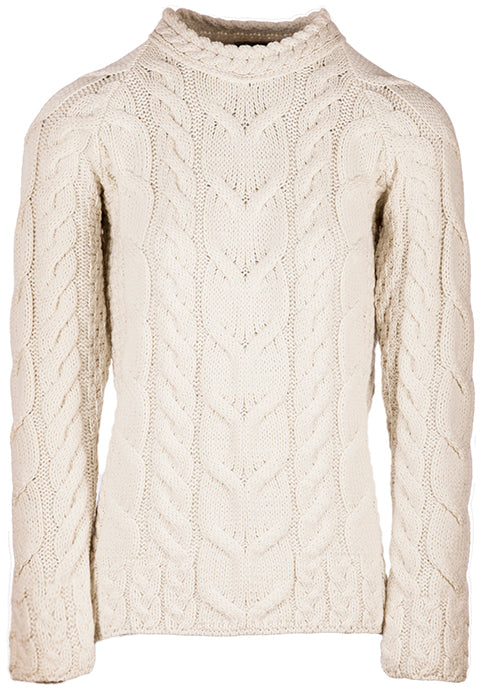 Listowel Ladies Aran Cabled Sweater | Natural