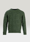 Aran Handknit Crew Neck Sweater | Green