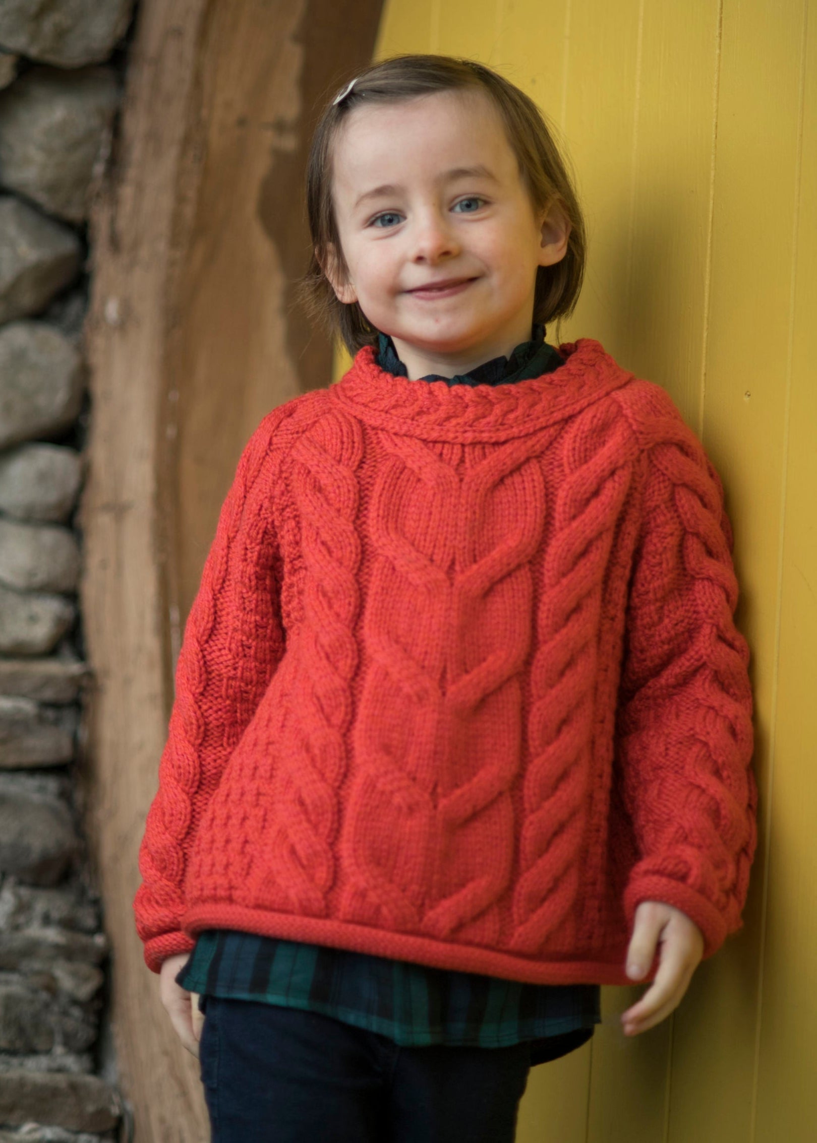 Kids Aran Sweater | Coral