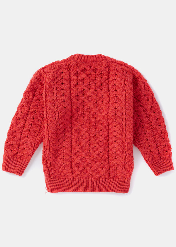 Childrens Aran Sweater | Coral