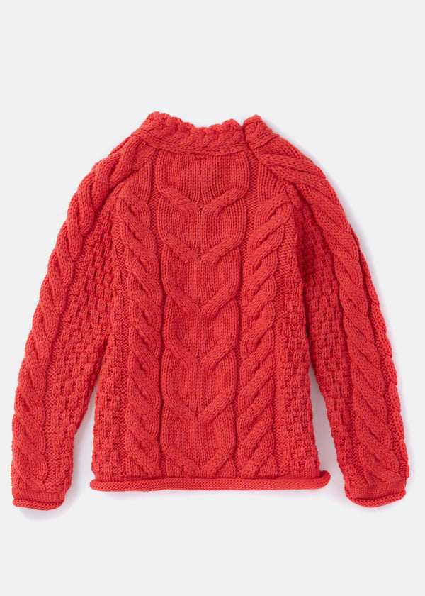 Kids Aran Sweater | Coral