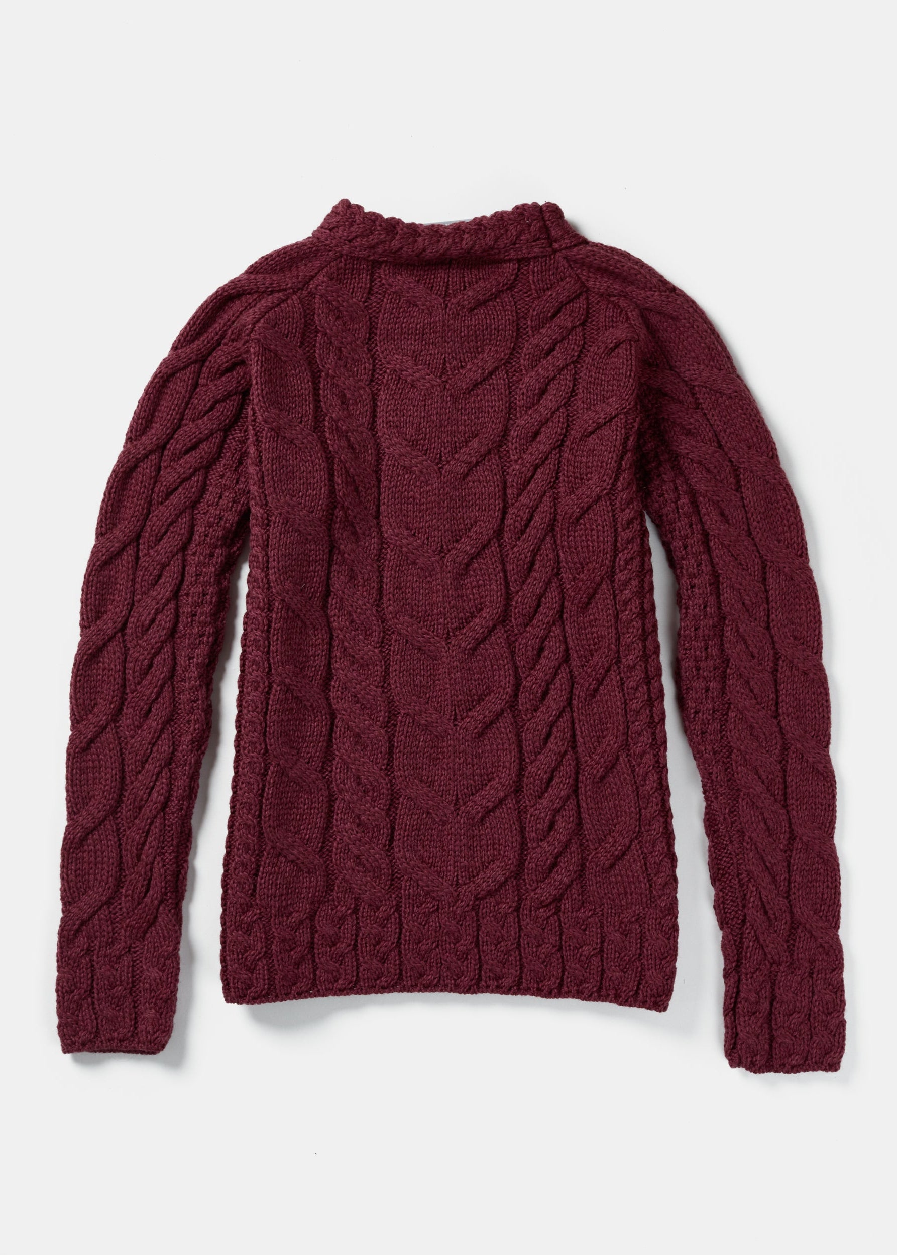 Listowel Ladies Aran Cabled Sweater | Raspberry