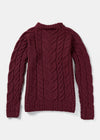 Listowel Ladies Aran Cabled Sweater | Raspberry
