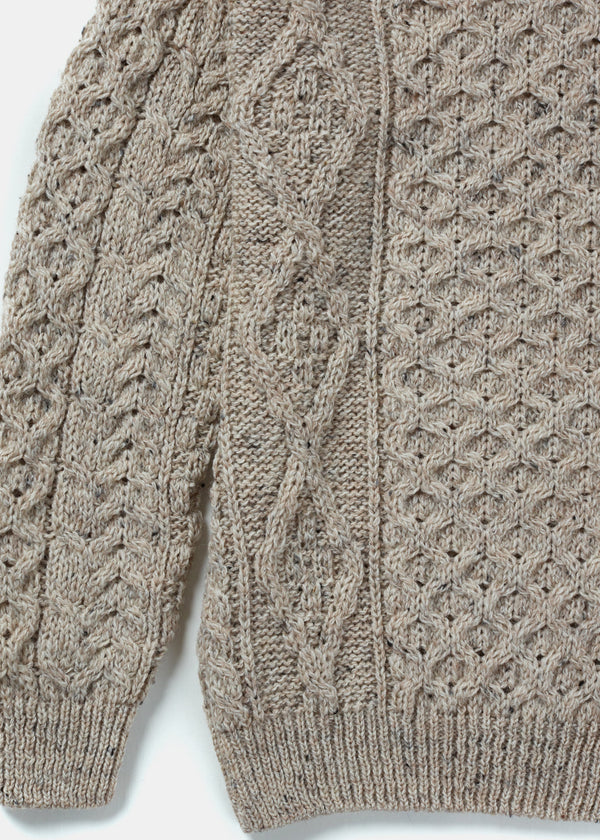 Aran Wool Sweater | Flecked Oatmeal