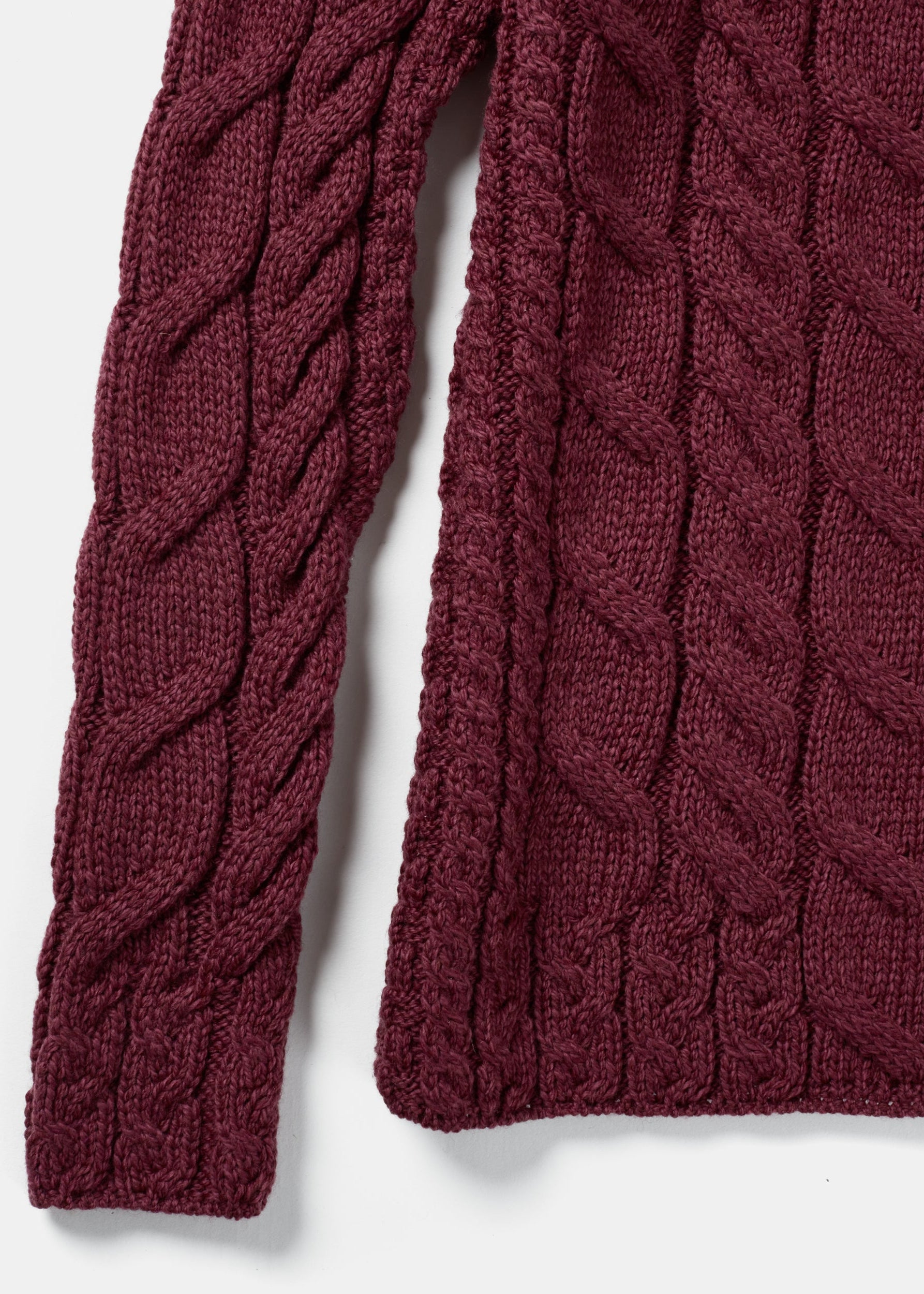 Listowel Ladies Aran Cabled Sweater | Raspberry