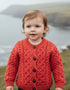 Children's Aran Merino Wool Cardigan | Coral - Clearance